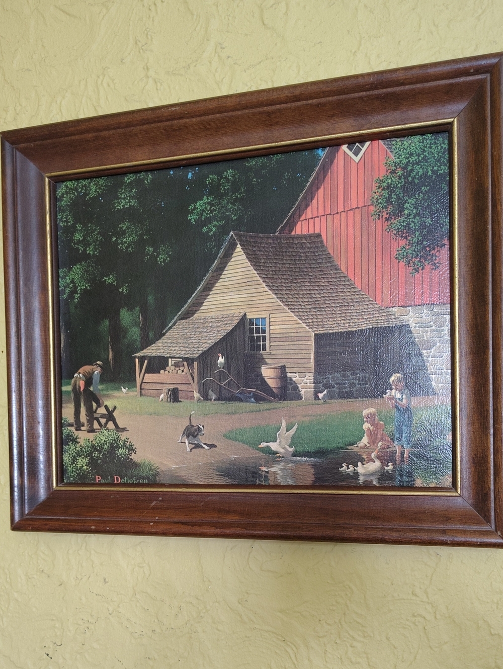 Vintage Paul Detlefren Rural Barn Scene Wall Art Print